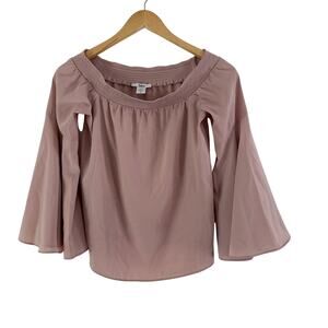 Bar III Balletcore Blouse Bell Sleeves Womens Small Blush Pink Boho Festival Top